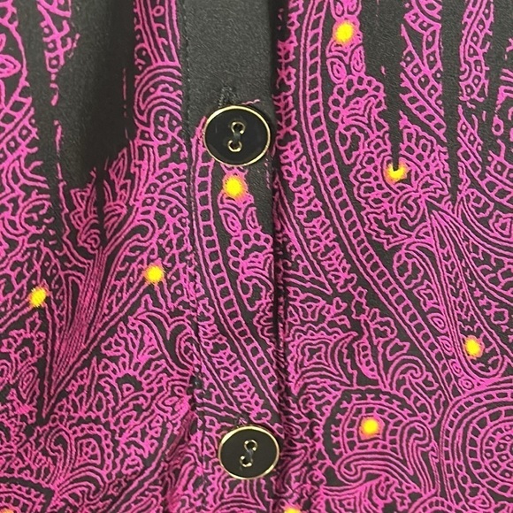 Yoana Baraschi 100% Silk Shift Dress Women's 4 Fuchsia Black Paisley EUC - Picture 3 of 10